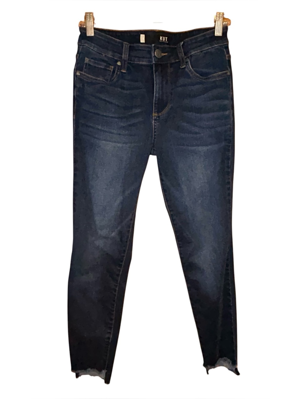 Kut From The Kloth Connie High Rise Ankle Skinny Jeans 0 Raw Hem Dark Wash